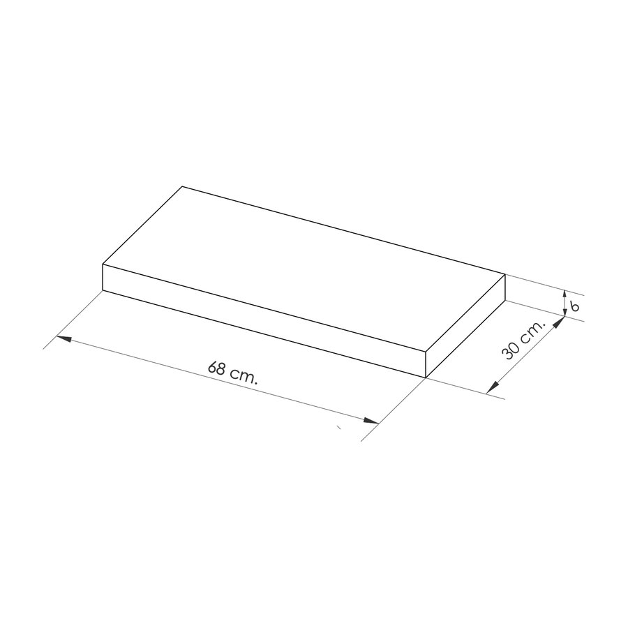 Plano de la caja: 68 × 30 × 6 cm